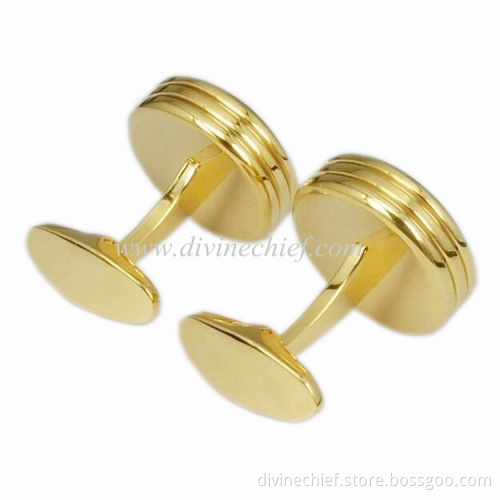 High End Golden Plated Blue Tourbillon Cufflinks, Stainless Steel Cufflinks With Custom Logo